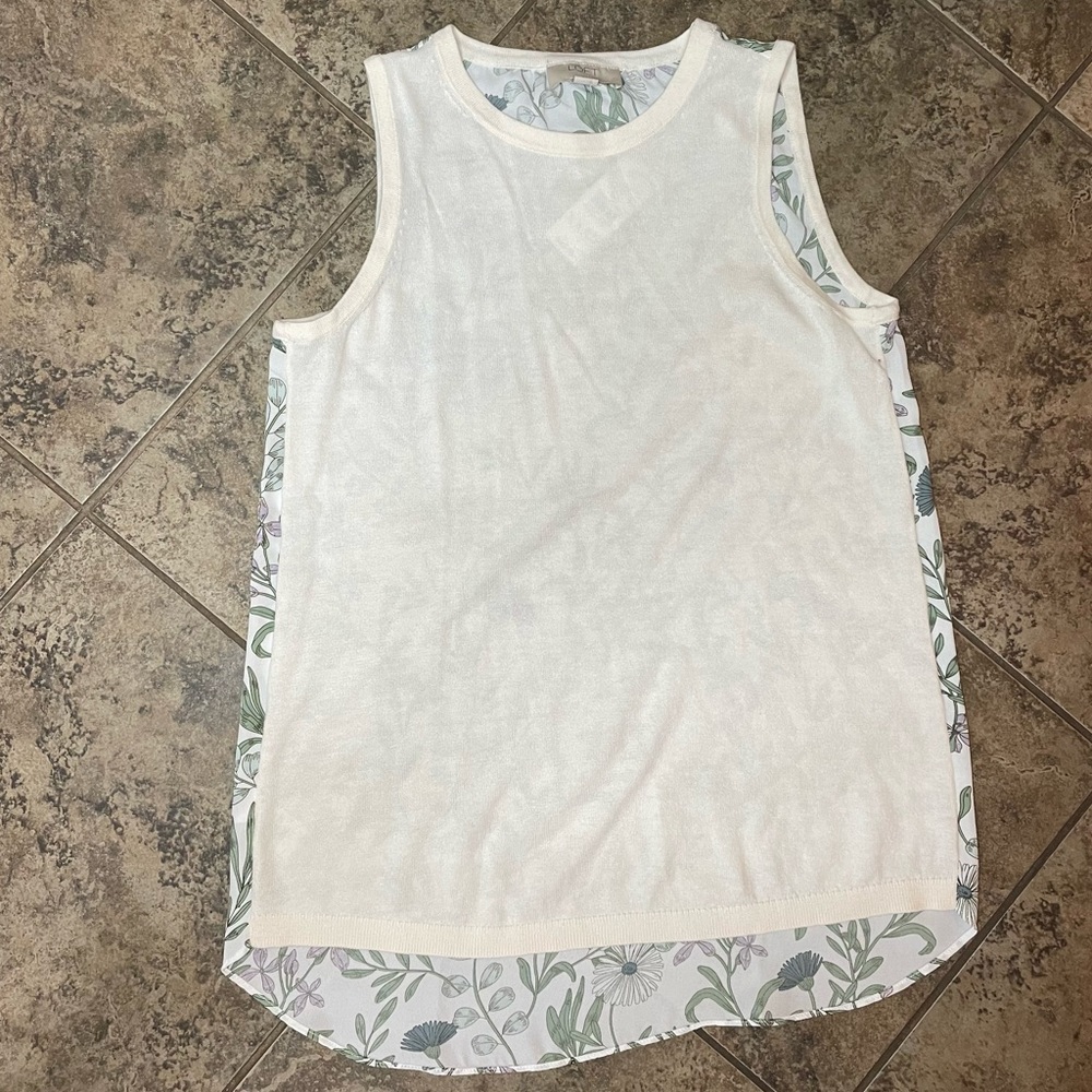 Loft Outlet Off-White and Floral Tank NWT
